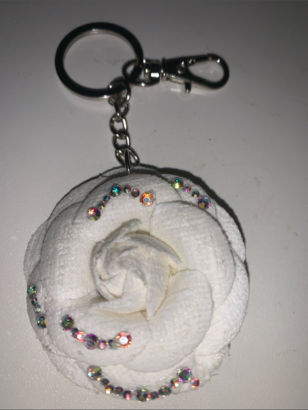 Crystal ab camellia purse/bag charm Keychain